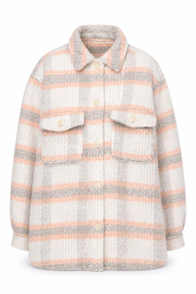 Front view of New Look Women's Multicoloured Plaid Long Jacket