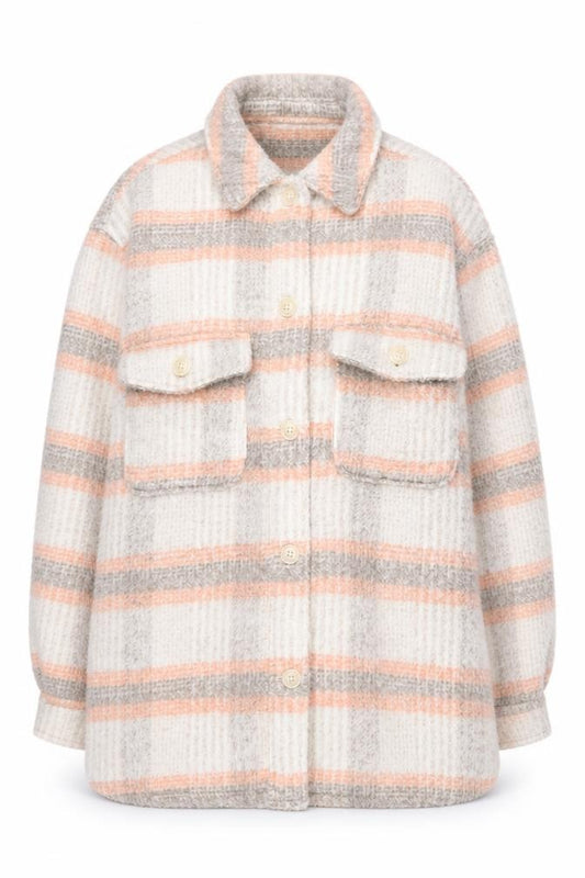 Front view of New Look Women's Multicoloured Plaid Long Jacket