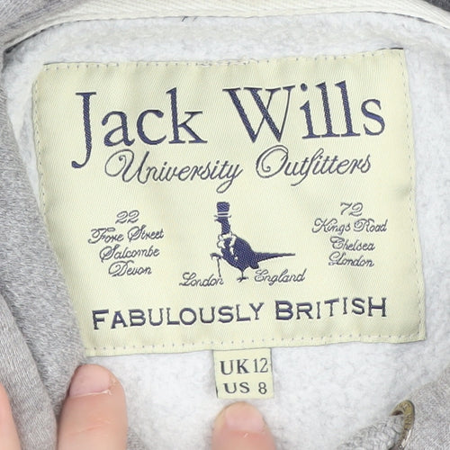 Jack Wills Women's Grey Pullover Hoodie, Size 12