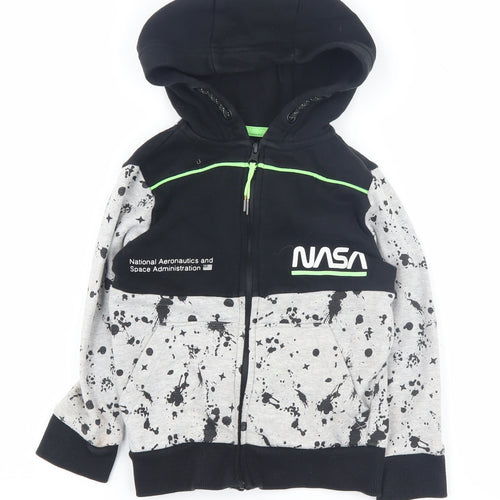 NASA Boys Black Hoodie 4-5 Years Graphic Full Zip