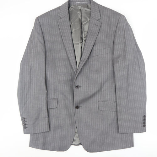 Ben Sherman Men's Grey Wool Striped Suit Jacket Size 42 Regular