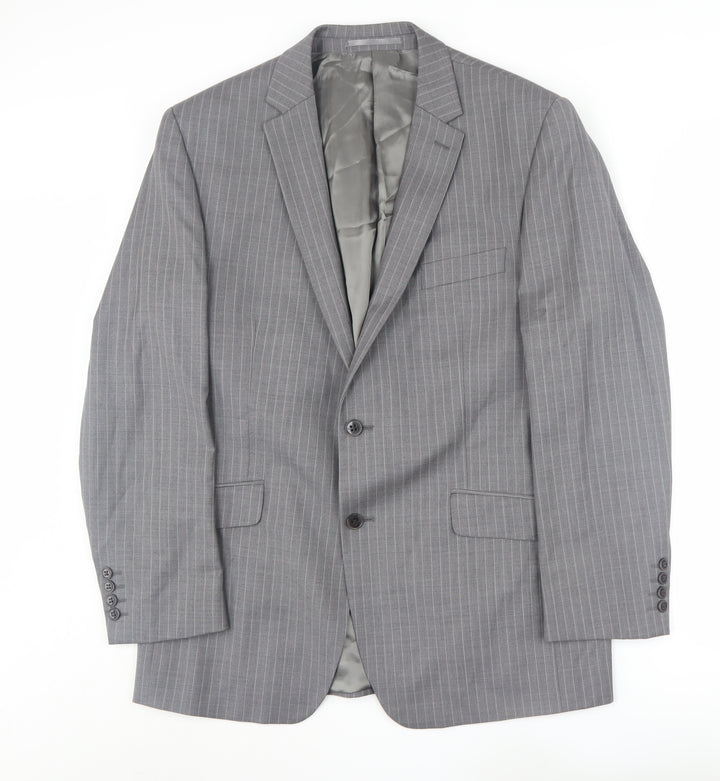 Ben Sherman Men's Grey Wool Striped Suit Jacket Size 42 Regular
