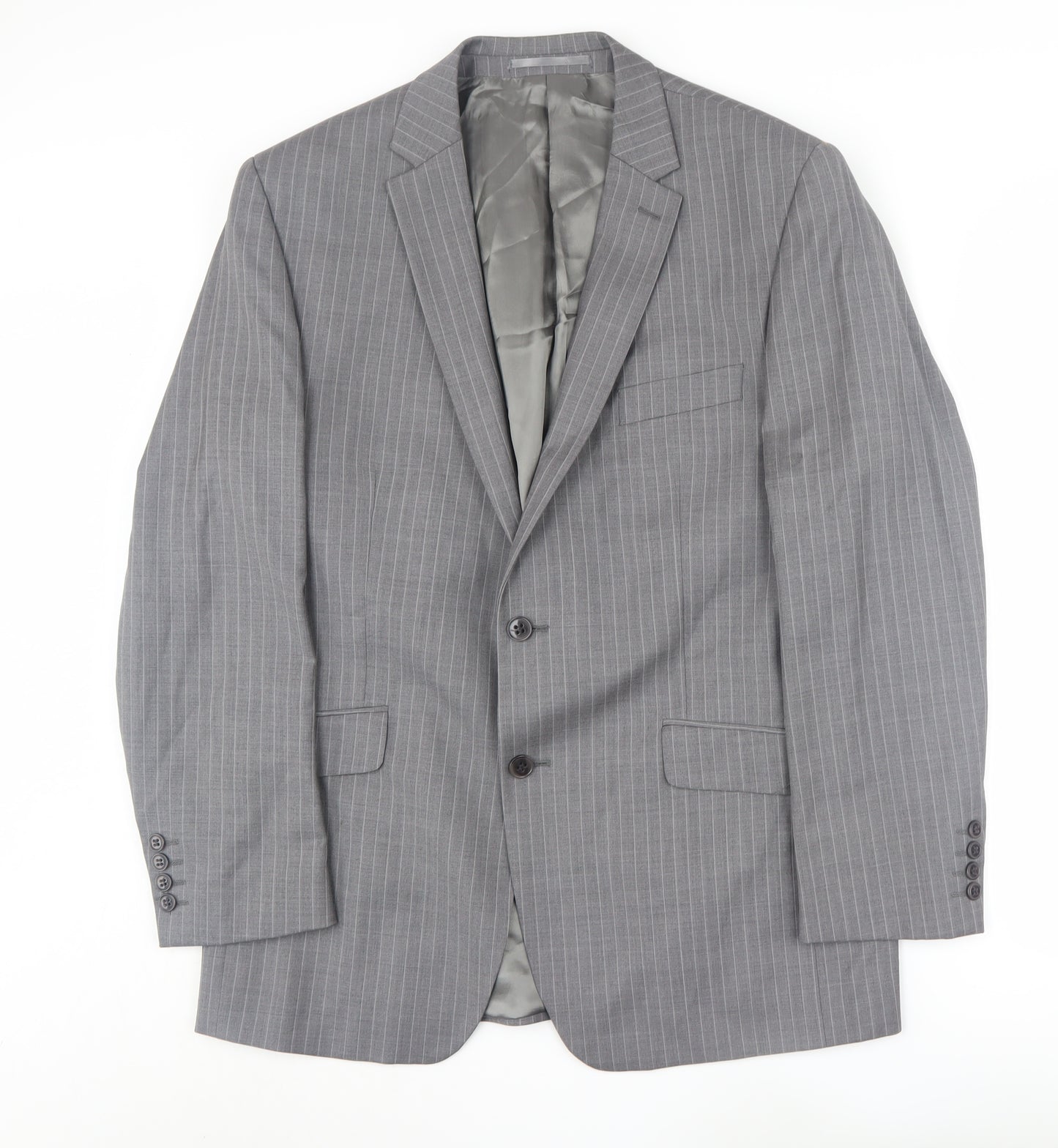 Ben Sherman Men's Grey Wool Striped Suit Jacket Size 42 Regular