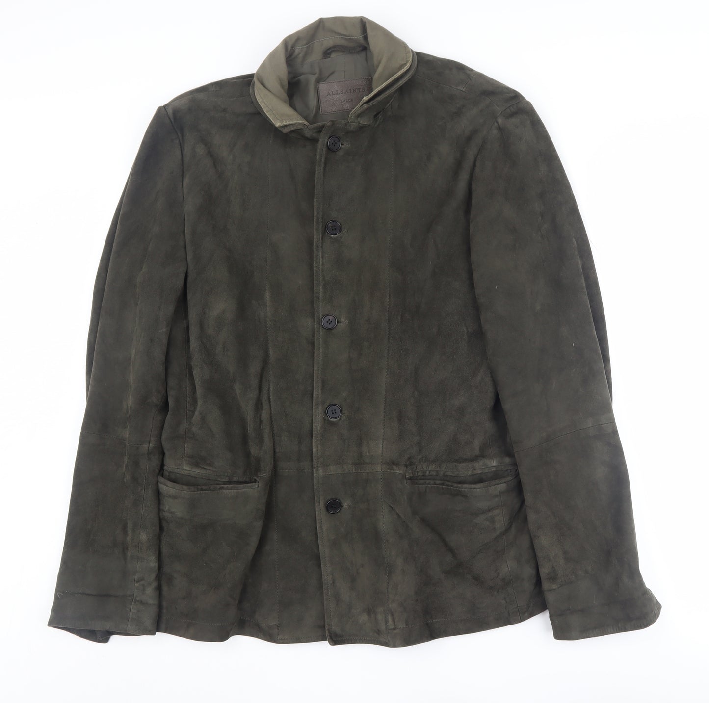 AllSaints Green Leather Jacket Men Large