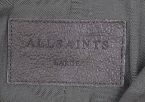 AllSaints Green Leather Jacket Men Large