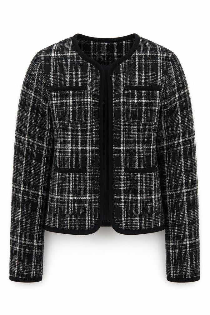 Front view of Marks & Spencer Women's Black Checked Suit Jacket, size 10