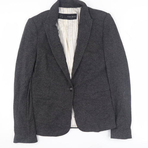 Zara Women's Grey Blazer, Size S, Notch Lapel, Excellent