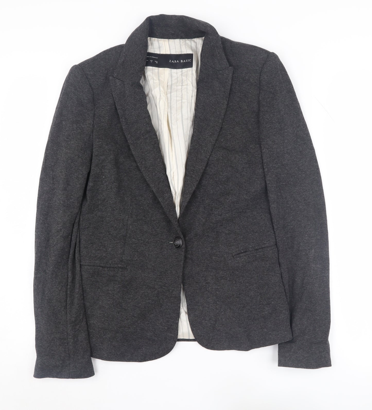 Zara Women's Grey Blazer, Size S, Notch Lapel, Excellent