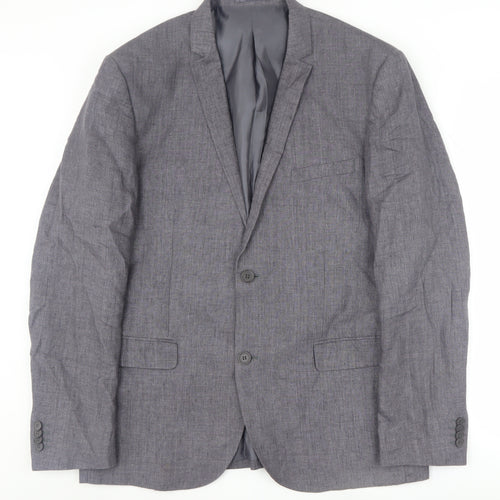 H&M Men's Grey Linen Blazer, Size 44R, Business Ready