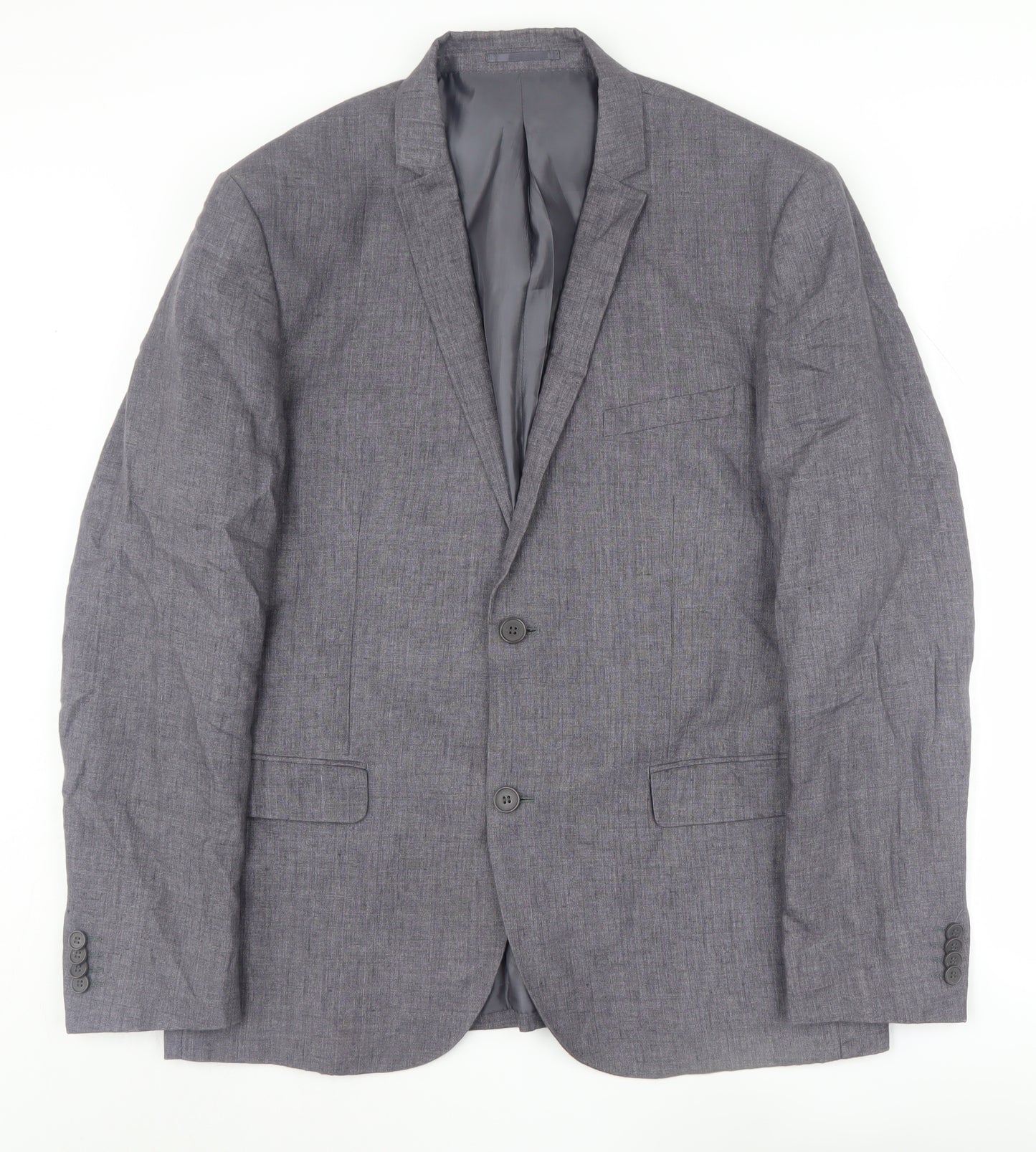 H&M Men's Grey Linen Blazer, Size 44R, Business Ready