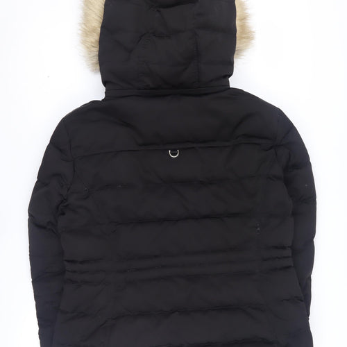 Zara Women's Black Puffer Jacket L Hooded Winter