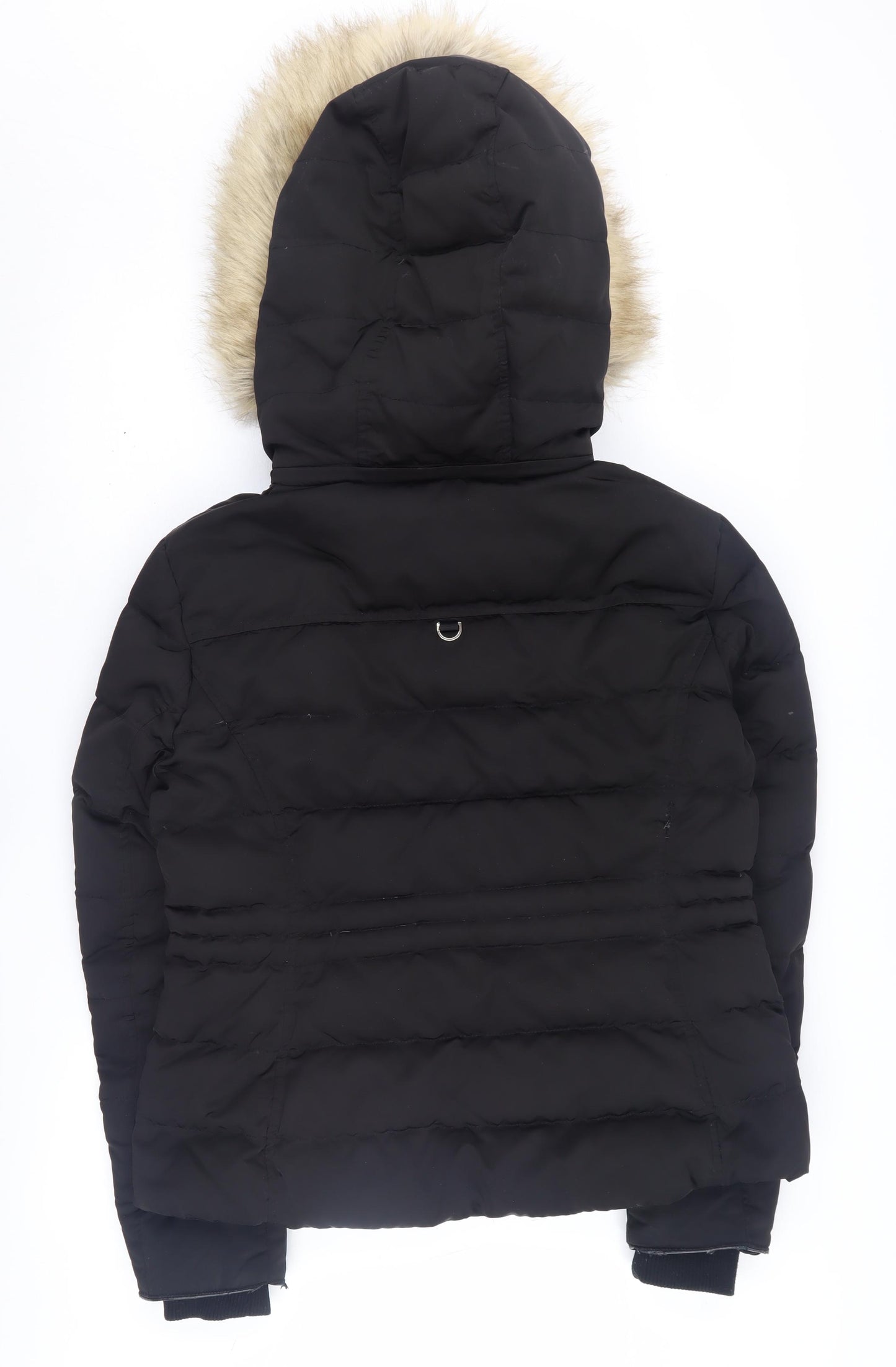 Zara Women's Black Puffer Jacket L Hooded Winter