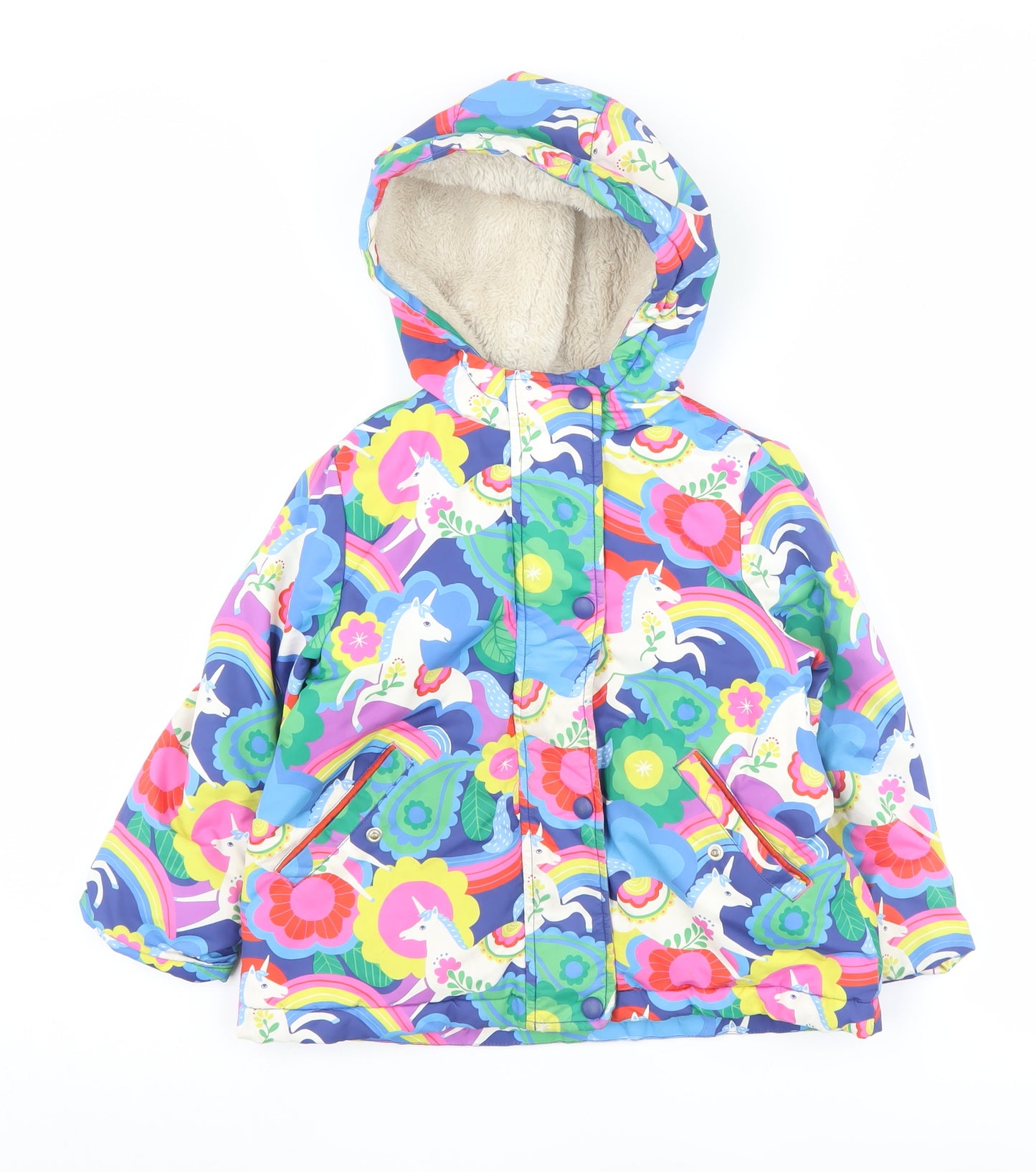 Mini Boden Girls' Unicorn Jacket Multicoloured Puffer 3-4 Years