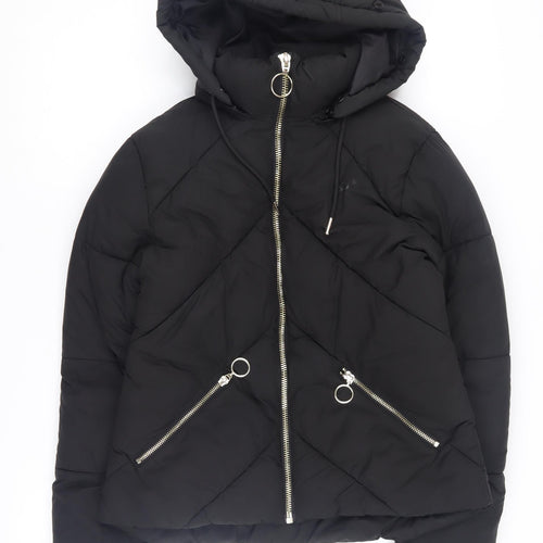 Topshop Women's Black Puffer Jacket Size 6