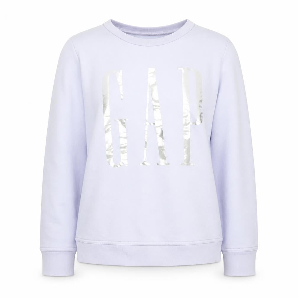 Front view of Gap Blue Women’s Small Crew Neck Logo Sweatshirt