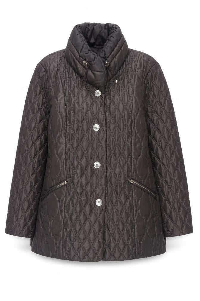 Front view of Concept K Berlin Women's Brown Quilted Coat, size 16