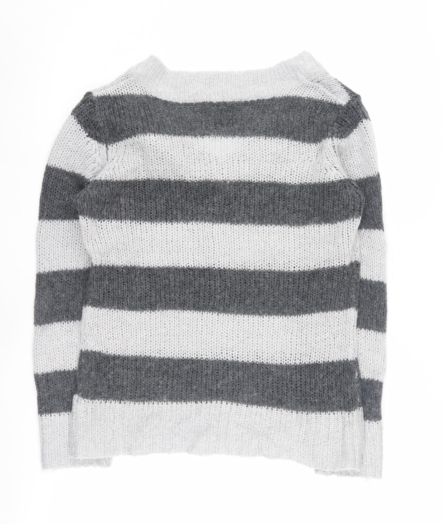 Miss Fiori Women's Grey Striped Pullover Jumper Size 12