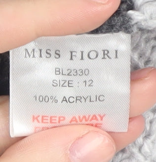 Miss Fiori Women's Grey Striped Pullover Jumper Size 12