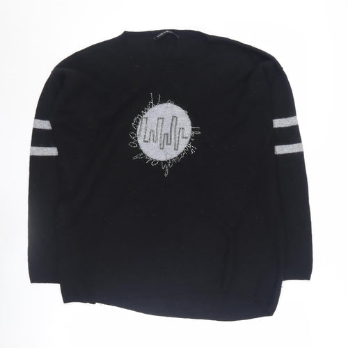 Faber Woman Black Pullover Jumper, Size 14, Classic Style