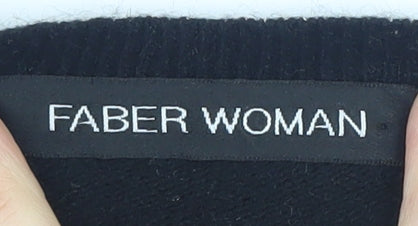 Faber Woman Black Pullover Jumper, Size 14, Classic Style
