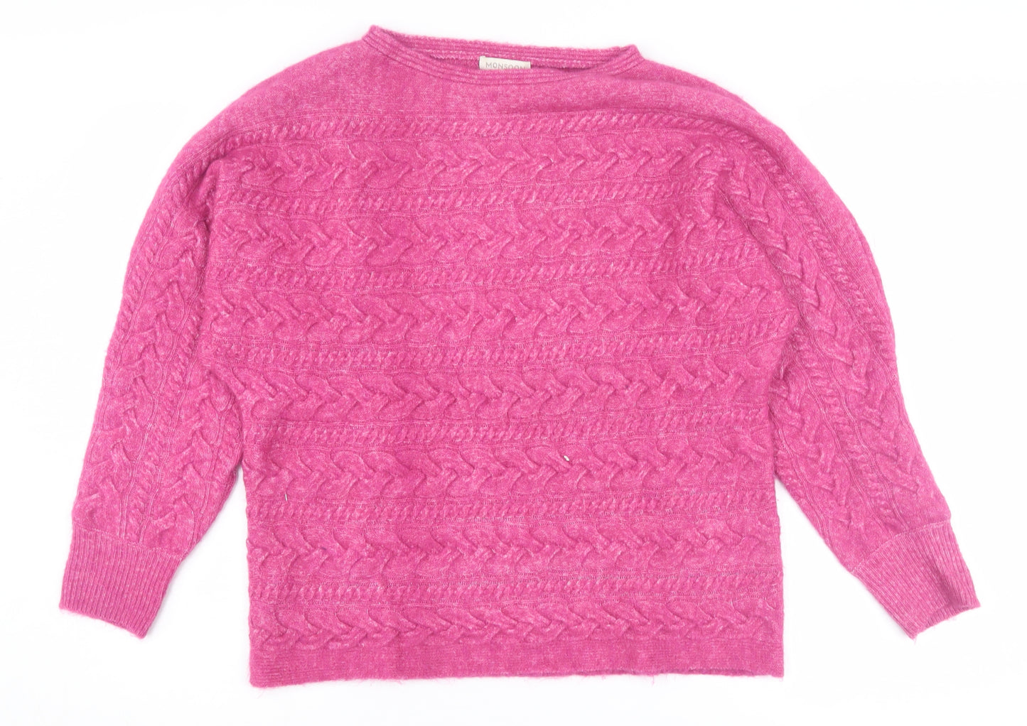 Monsoon Women's Pink Cable-Knit Pullover Jumper M