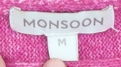 Monsoon Women's Pink Cable-Knit Pullover Jumper M