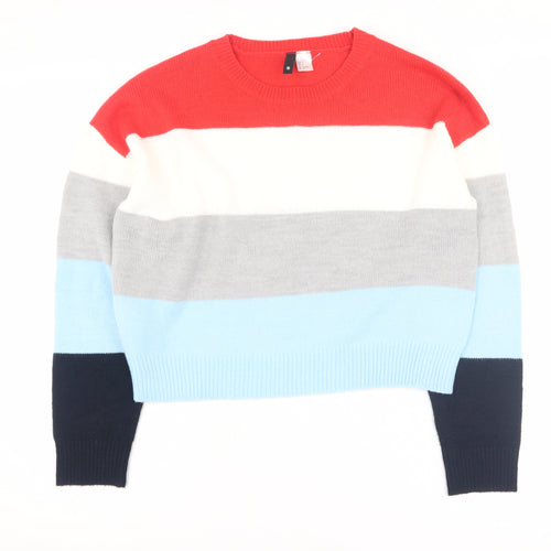 H&M Women's Multicoloured Striped Pullover Jumper, Size S