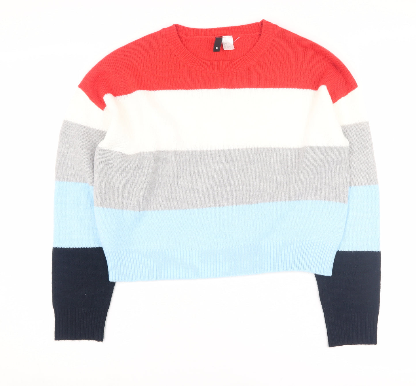 H&M Women's Multicoloured Striped Pullover Jumper, Size S