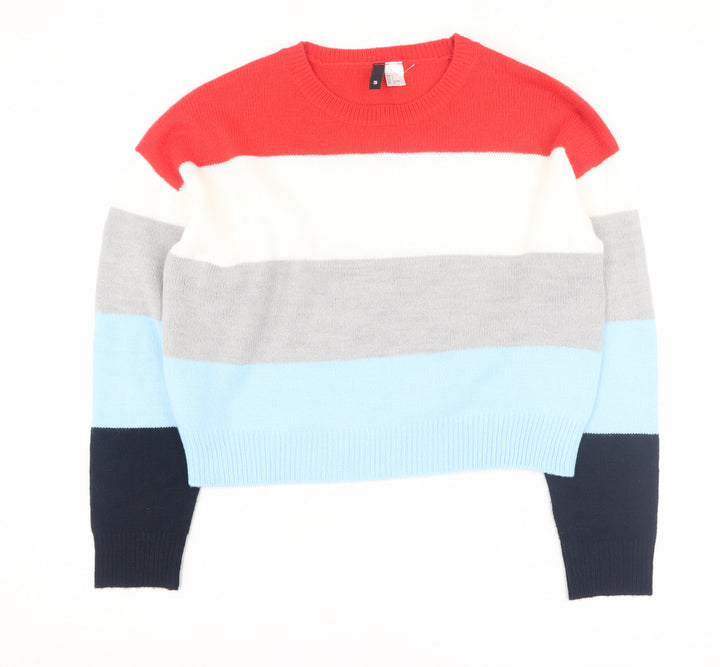H&M Women's Multicoloured Striped Pullover Jumper, Size S