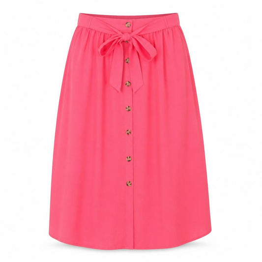 Front view of Damart Women's Pink, size 10, Skirt with Button Accents