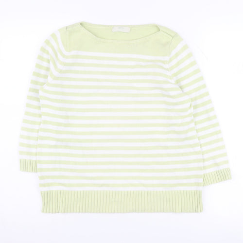 Marks & Spencer Women's Green Striped Pullover, Size 14