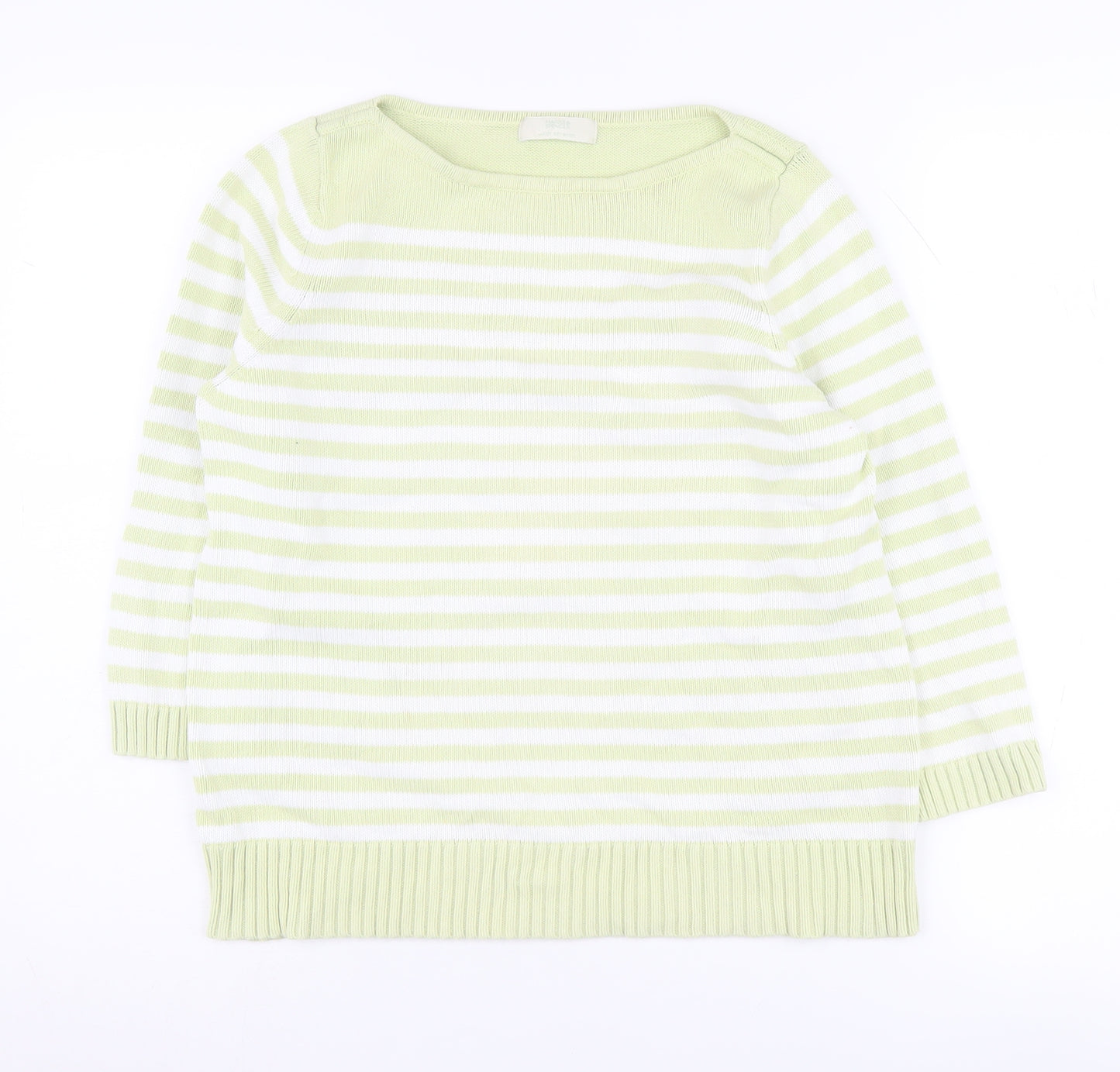 Marks & Spencer Women's Green Striped Pullover, Size 14