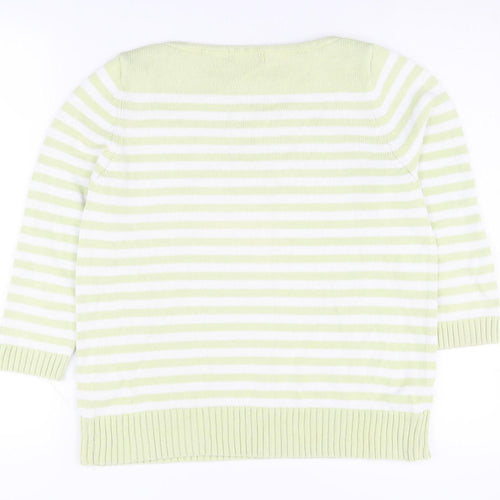 Marks & Spencer Women's Green Striped Pullover, Size 14
