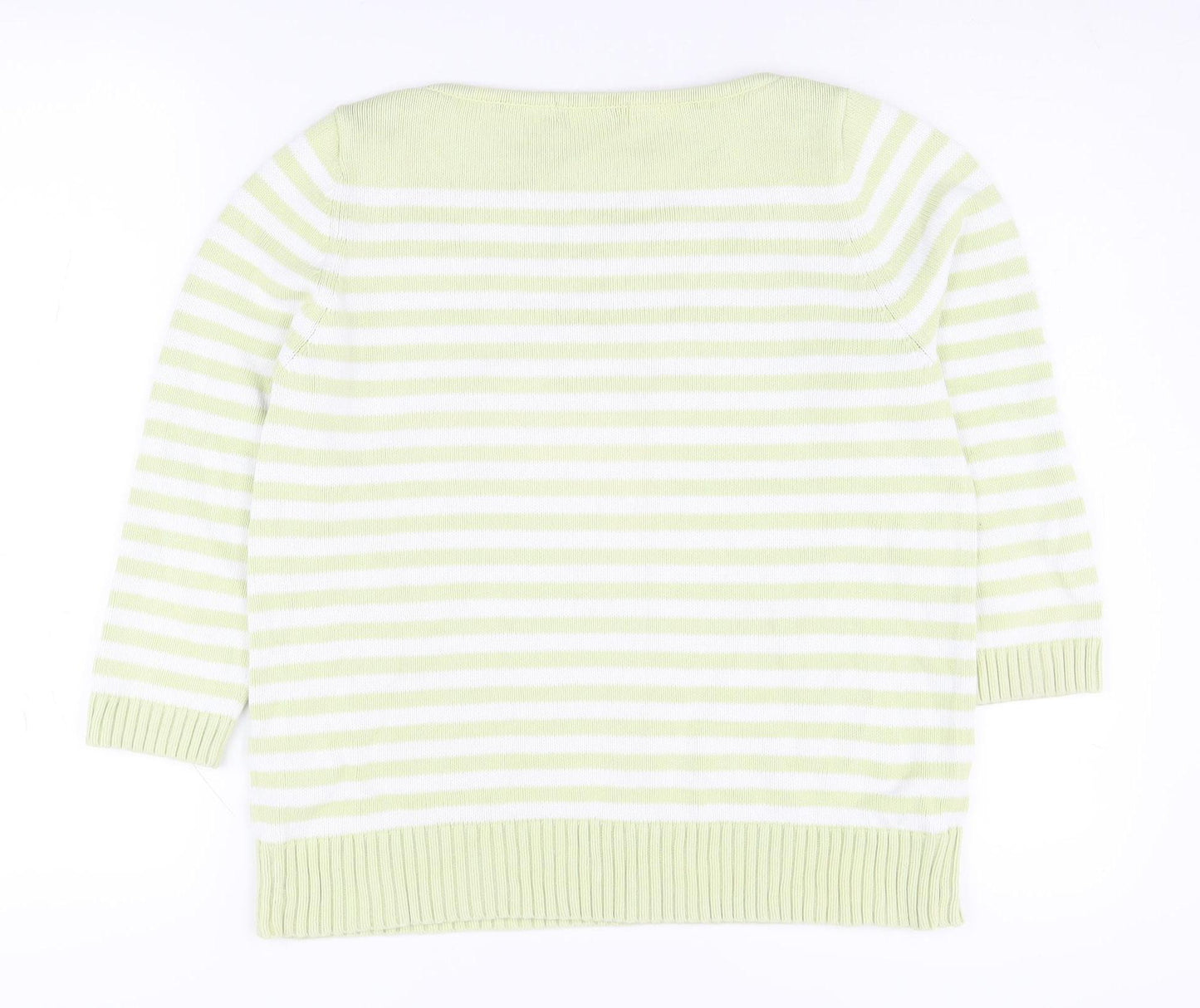 Marks & Spencer Women's Green Striped Pullover, Size 14