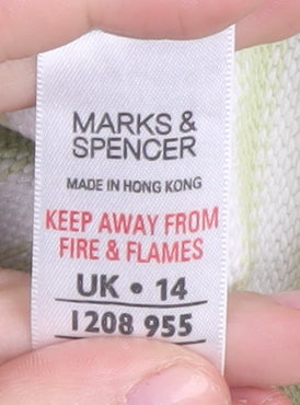 Marks & Spencer Women's Green Striped Pullover, Size 14