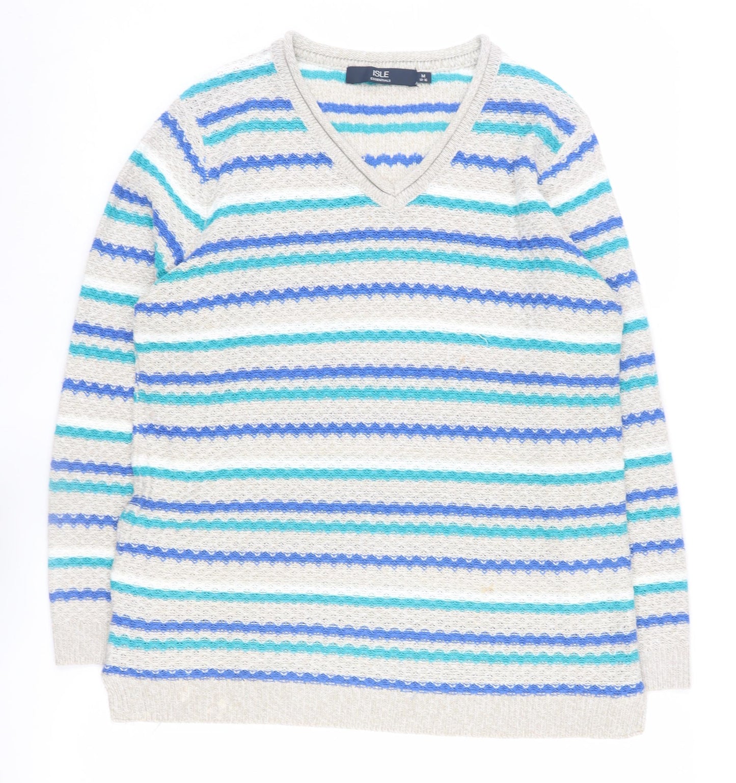 Isle Essentials Women's Striped Jumper, Medium, Blue/White
