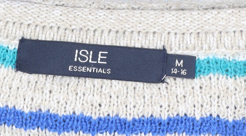 Isle Essentials Women's Striped Jumper, Medium, Blue/White