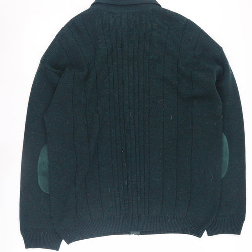 BHS Men's Green Full Zip Knit Jumper, Large