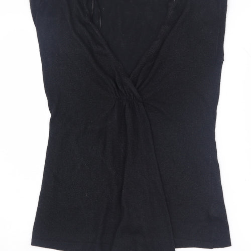 Marks and Spencer Women's Black Tunic V-Neck Jumper