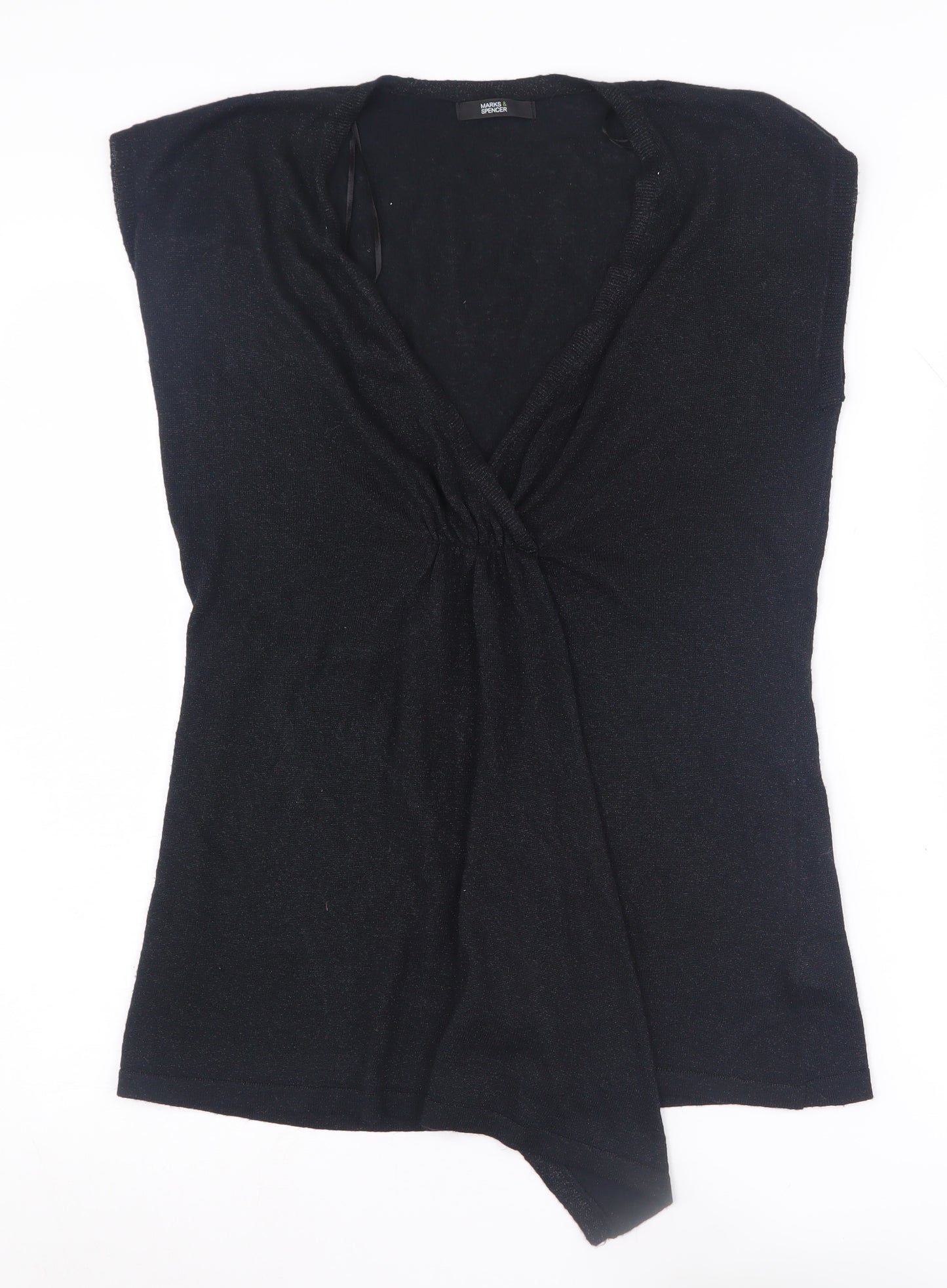 Marks and Spencer Women's Black Tunic V-Neck Jumper