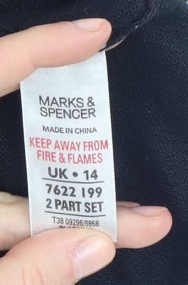 Marks and Spencer Women's Black Tunic V-Neck Jumper