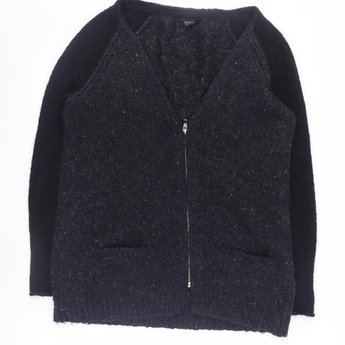 Topshop Women's Black Full Zip Jumper, Size 8, Casual