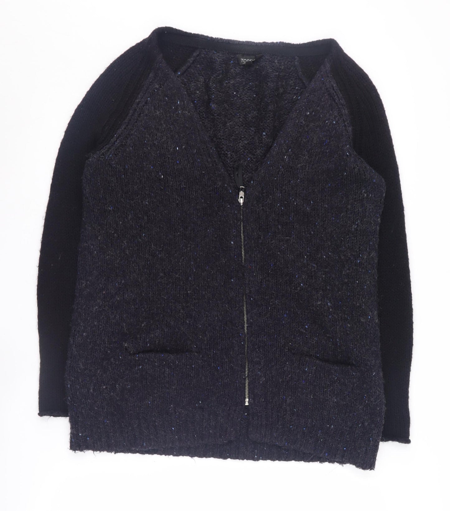 Topshop Women's Black Full Zip Jumper, Size 8, Casual