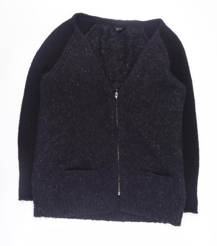 Topshop Women's Black Full Zip Jumper, Size 8, Casual