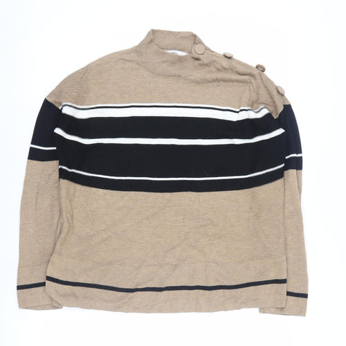 Next Women's Beige Striped Pullover Jumper, Size 14
