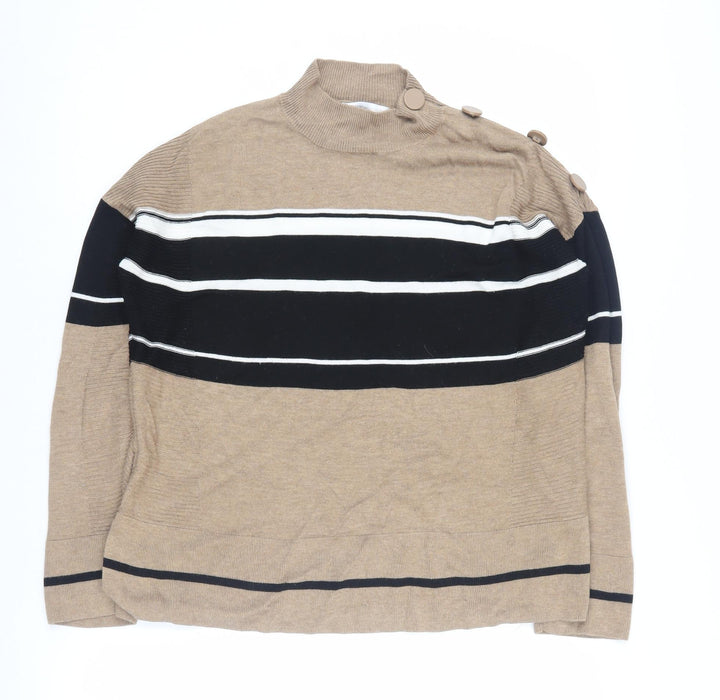 Next Women's Beige Striped Pullover Jumper, Size 14