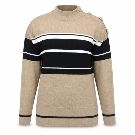 Front view of Next Women's Beige Striped jumper, size 14