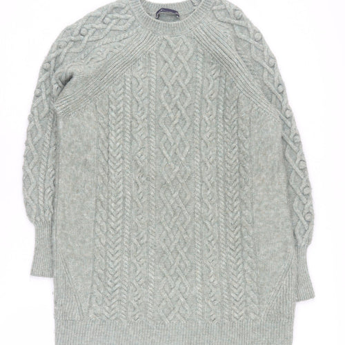 Marks and Spencer Women's Green Cable-Knit Pullover Jumper