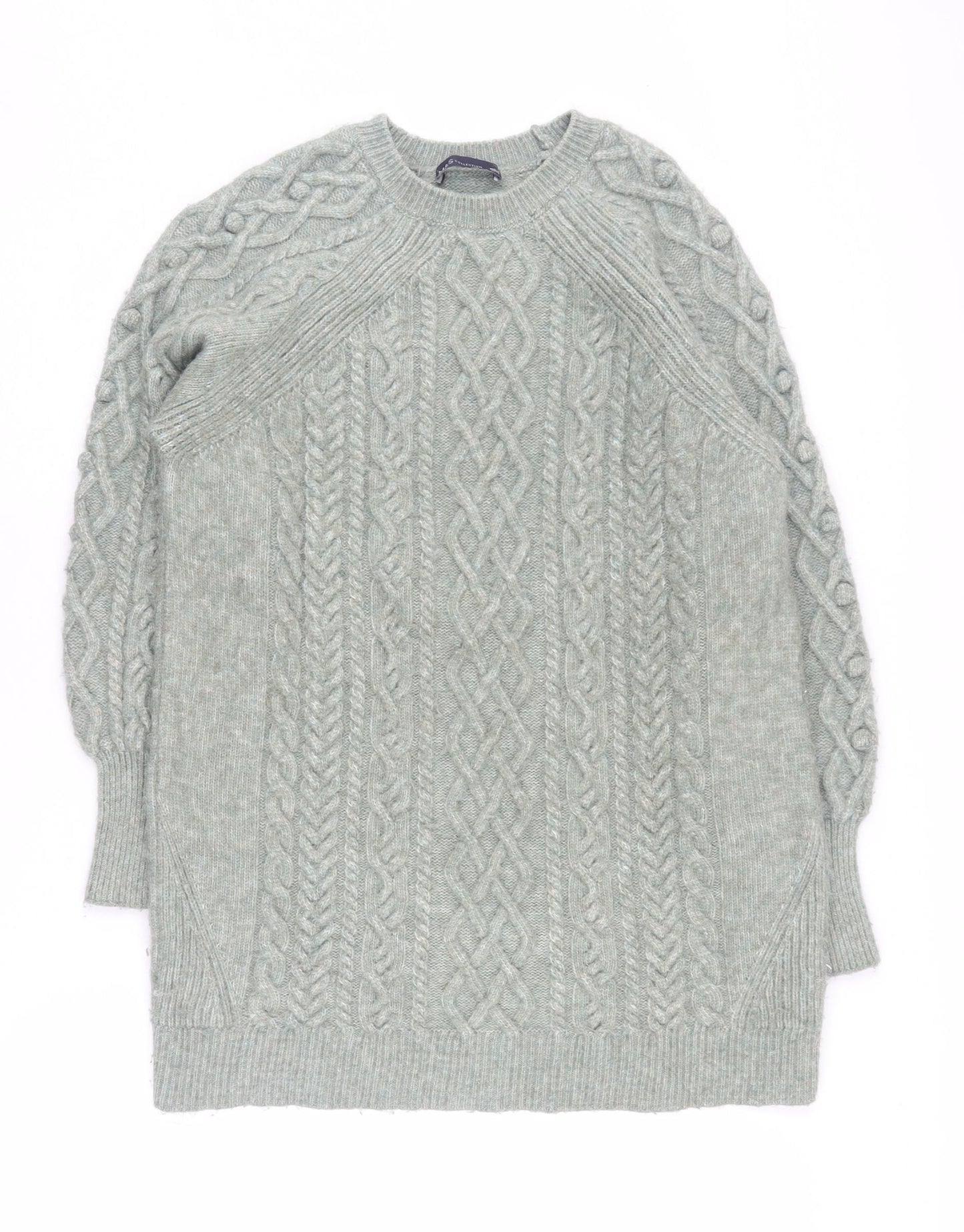 Marks and Spencer Women's Green Cable-Knit Pullover Jumper