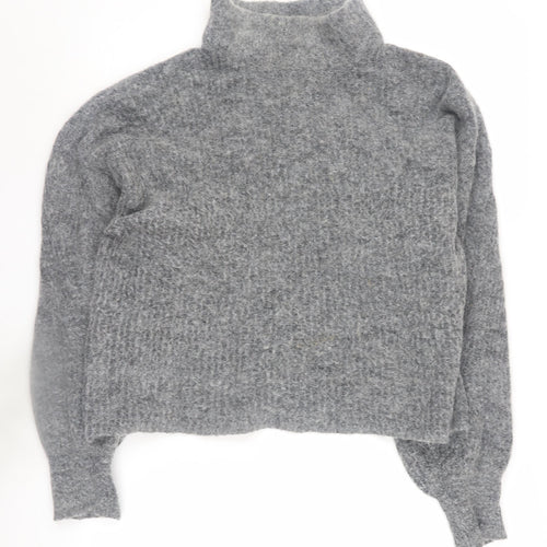 Warehouse Women's Grey Mock Neck Pullover Jumper, M